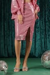 B'Infinite_Pink Sequenced Lycra Embellished Sequins Blossom Dazzling Skirt _Online_at_Aza_Fashions