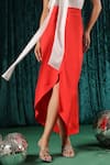 Buy_B'Infinite_Red Crepe Vermilion Asymmetric Skirt _Online_at_Aza_Fashions