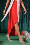 Shop_B'Infinite_Red Crepe Vermilion Asymmetric Skirt _Online_at_Aza_Fashions