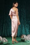 Shop_B'Infinite_Pink Satin Classic Metallic One Shoulder Dress For Kids_at_Aza_Fashions