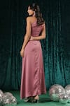 Shop_B'Infinite_Pink Satin Blush One Shoulder Halter Dress For Kids_at_Aza_Fashions