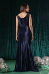 Shop_B'Infinite_Blue Velvet Sapphire Slit Evening Dress For Kids_at_Aza_Fashions