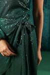 B'Infinite_Green Sequenced Lycra Embellished Sequins Emerald Dazzling One Shoulder Dress For Kids_at_Aza_Fashions