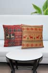 Buy_Mid July Home_Red Premium Velvet Print Christmas Theme Cushion Covers - Set Of 2 _at_Aza_Fashions