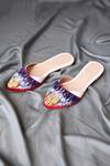 Shop_THE FROU FROU STUDIO_Red Embroidered Iris Mules _at_Aza_Fashions