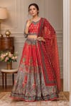 Buy_Samyukta Singhania_Multi Color Lehenga Raw Silk Digital Printed Mughal Floral V Neck Set _at_Aza_Fashions