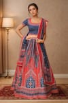 Buy_Samyukta Singhania_Multi Color Lehenga Raw Silk Digital Printed Floral Square Set _at_Aza_Fashions