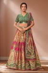 Buy_Samyukta Singhania_Multi Color Raw Silk Print Tribal Fleur V Art Lehenga Set _at_Aza_Fashions