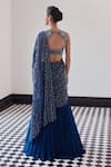 Shop_Charu and Vasundhara_Blue Taffeta Tasser Fiona Bloom Wave Pre-draped Lehenga Saree With Blouse _at_Aza_Fashions