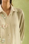 Buy_Samyukta Singhania_Cream Imported Soft Linen Embroidery Sequin Collar Butterfly Shirt With Pant _Online_at_Aza_Fashions