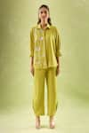 Shop_Samyukta Singhania_Yellow Imported Soft Linen Butterfly Bloom Embellished Shirt With Pant 