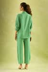 Shop_Samyukta Singhania_Green Imported Soft Linen Embroidery Sequin Butterfly Blossom Shirt And Pant Set _at_Aza_Fashions