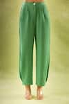 Samyukta Singhania_Green Imported Soft Linen Embroidery Sequin Butterfly Blossom Shirt And Pant Set _Online_at_Aza_Fashions