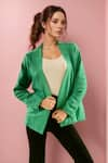 Buy_Samyukta Singhania_Green Cotton Linen Solid Open Neck Jacket _at_Aza_Fashions