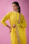 Kunwaraniritu_Yellow Georgette Embroidery Chikankari Mandarin Collar Paisley Kurta Set _Online_at_Aza_Fashions