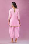 Shop_Kunwaraniritu_Pink Cotton Embroidery Zardozi Round Gota Stripe Kurta And Salwar Set _at_Aza_Fashions