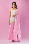 Buy_Kunwaraniritu_Pink Georgette Embroidery Pearl Square Sleeveless Mirror Work Kurta Gharara Set _at_Aza_Fashions