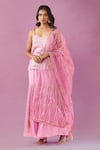 Buy_Kunwaraniritu_Pink Georgette Embroidery Mirror Scoop Neck Kurta Gharara Set _at_Aza_Fashions