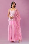 Buy_Kunwaraniritu_Pink Georgette Embroidery Mirror Scoop Neck Kurta Gharara Set _Online_at_Aza_Fashions