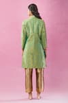 Shop_Kunwaraniritu_Green Woven Floral Collared Neck Jacket With Pant _at_Aza_Fashions