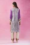 Shop_Kunwaraniritu_Purple Georgette Embroidery Gota Patti Collared Neck Straight Kurta Pant Set _at_Aza_Fashions