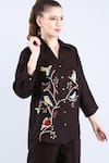 Buy_Linen Bloom_Black 100% Pure Linen Embroidered Thread Shirt Collar Birds On A Branch _Online_at_Aza_Fashions