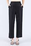 Buy_Linen Bloom_Black 100% Pure Linen Solid Straight Pant _Online_at_Aza_Fashions