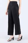 Shop_Linen Bloom_Black 100% Pure Linen Solid Straight Pant _Online_at_Aza_Fashions