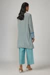 Shop_Sandhya Shah_Blue Dupion Silk Printed Cutdana Notched Yosha Tunic And Pant Set _at_Aza_Fashions