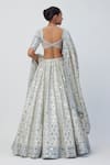 Shop_Vvani by Vani Vats_Silver Banarasi Shimmer Organza Embroidery Mirror Work Bridal Lehenga Set _at_Aza_Fashions