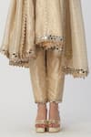 Vvani by Vani Vats_Gold Banarasi Shimmer Organza Embroidery Mirror Sweetheart Work Anarkali Set _Online_at_Aza_Fashions