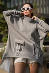 Buy_THE EPISODE_Grey Fleece 52% Cotton And 48% Polyester Pockets High Fan Belt Low Sweatshirt _Online_at_Aza_Fashions