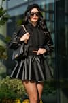 Shop_THE EPISODE_Black Fleece 52% Cotton And 48% Polyester Plain Hotshot Sweatshirt With Skirt _at_Aza_Fashions