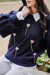 Buy_THE EPISODE_Blue Fleece 52% Cotton And 48% Polyester Patch Work Love Language Sweatshirt _Online_at_Aza_Fashions