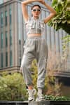 Shop_THE EPISODE_Grey Fleece 52% Cotton And 48% Polyester Love Nest Sleeveless With Joggers _at_Aza_Fashions