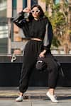 Buy_THE EPISODE_Black Fleece 52% Cotton And 48% Polyester Paris Love Cropped Hoodie With Joggers _Online_at_Aza_Fashions