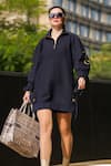 Shop_THE EPISODE_Blue Fleece 52% Cotton And 48% Polyester Eyelet Playground Sweatshirt Dress _at_Aza_Fashions