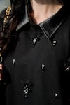 Shop_THE EPISODE_Black Fleece 52% Cotton And 48% Polyester Embellished Crystal Collared Sweatshirt _Online_at_Aza_Fashions