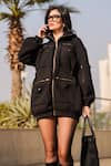 THE EPISODE_Black Fleece 52% Cotton And 48% Polyester Front Zip It Sweatshirt Dress _Online_at_Aza_Fashions