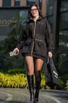 Buy_THE EPISODE_Black Fleece 52% Cotton And 48% Polyester Front Zip It Sweatshirt Dress _Online_at_Aza_Fashions