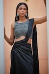 Shop_Bohame_Black Satin Chiffon Embroidery Sequin Round Kareena Concept Saree With Blouse _Online_at_Aza_Fashions