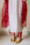 Juanita by Shubhda_White Silk Hand Block Print Rouge Straight Kurta Set With Contrast Dupatta _Online_at_Aza_Fashions