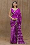 Buy_Samyukta Singhania_Purple Silk Print Bandhani Pattern Saree With Running Blouse 