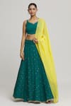 Buy_Samyukta Singhania_Green Organza Embellished Sequin V-neck Scatter Lehenga Set _Online_at_Aza_Fashions