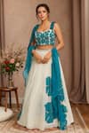 Buy_Samyukta Singhania_Off White Organza Embellished Applique Square Floral Lehenga Set _at_Aza_Fashions