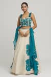 Buy_Samyukta Singhania_Off White Organza Embellished Applique Square Floral Lehenga Set _Online_at_Aza_Fashions