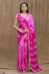 Buy_Samyukta Singhania_Magenta Silk Print Bandhani Saree With Running Blouse 