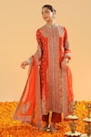 Buy_Sheetal Batra_Orange Silk Chanderi Embroidery Amayah Paisley Bloom Jacket Kurta And Pant Set 