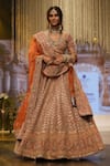 Buy_Sheetal Batra_Pink Raw Silk Embroidery Kirandori Anahira Paisley Garden Bridal Lehenga Set _at_Aza_Fashions