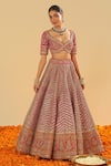 Shop_Sheetal Batra_Pink Raw Silk Embroidery Kirandori Anahira Paisley Garden Bridal Lehenga Set _at_Aza_Fashions